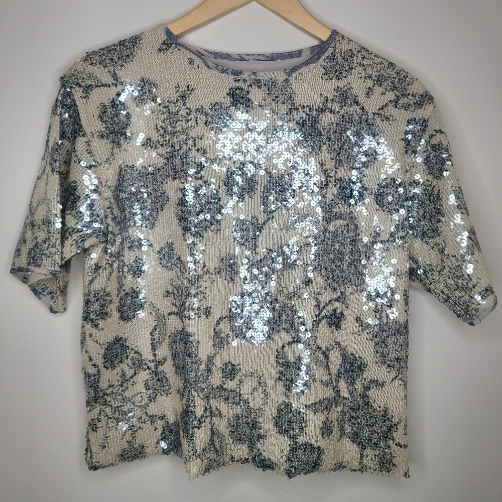 Cynthia Rowley Reese Sequin Tee Size S‎